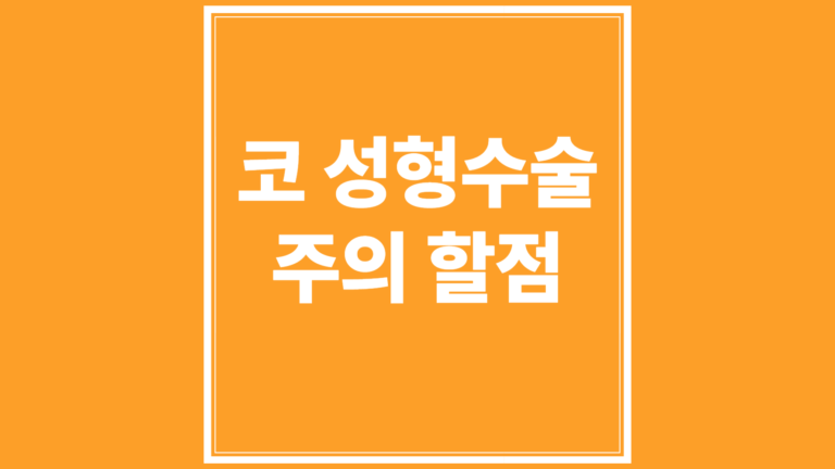 코 성형 수술 주의